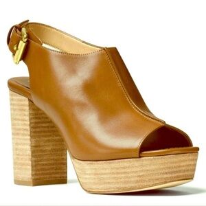 Michael Kors brown peep toe slingback heels